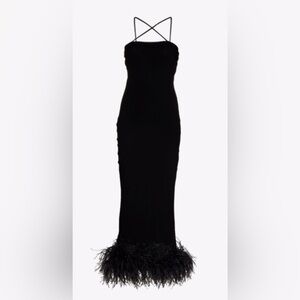 16Arlington Arya Leather Trimmed Dress with Ostrich Feathers